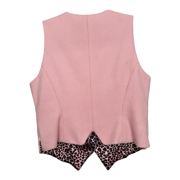 Vintage Pink Leopard Lined Vest Size Medium 90s Y2K - Picture 2 of 7